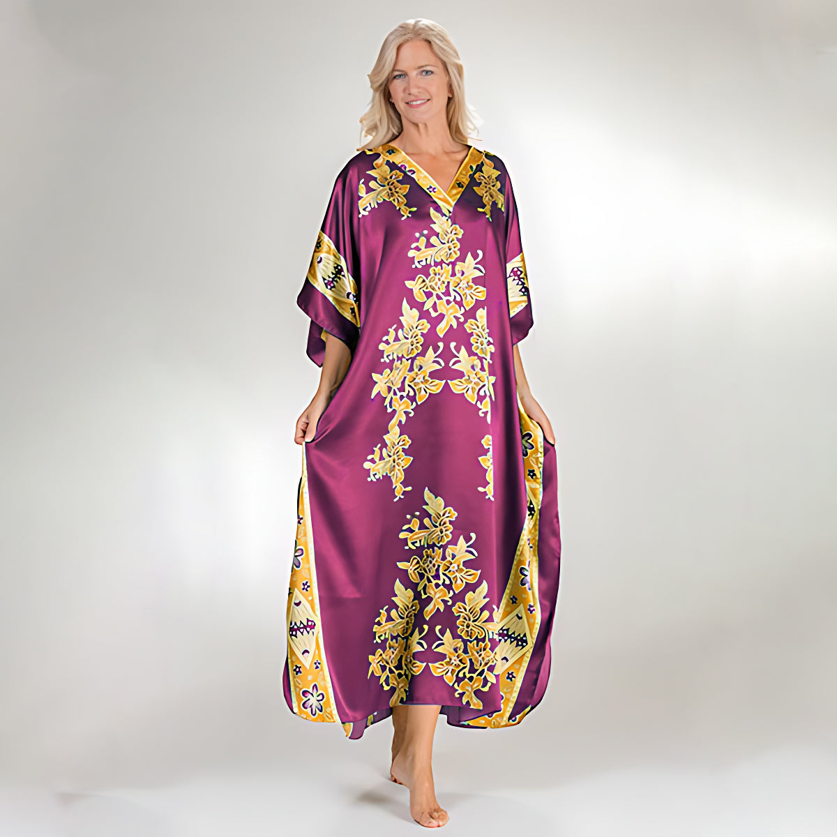 Taylor Burgundy Long Kaftan