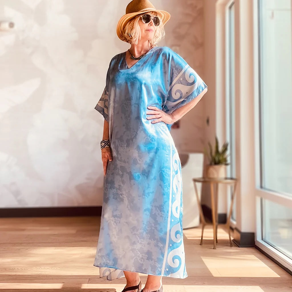 Cecilia Sky Blue Long Kaftan
