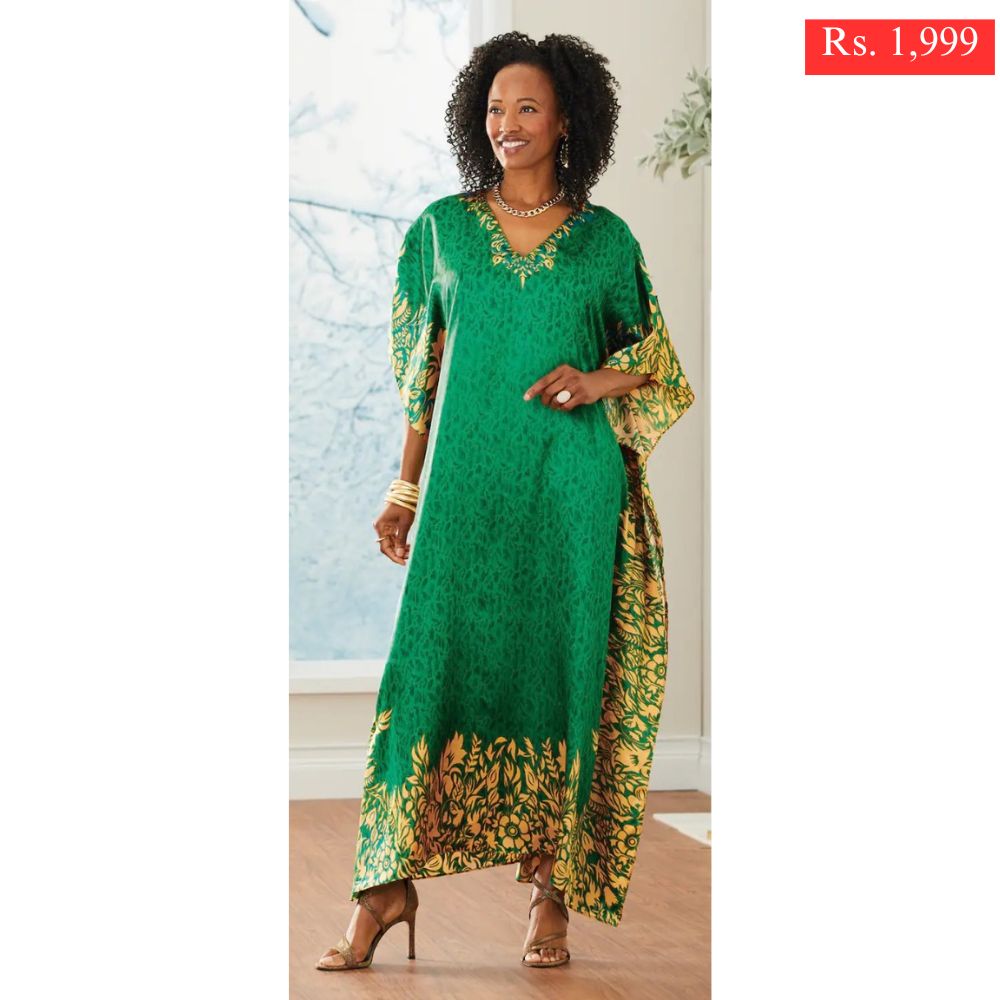 Floral Mon Amour Green Kaftan.