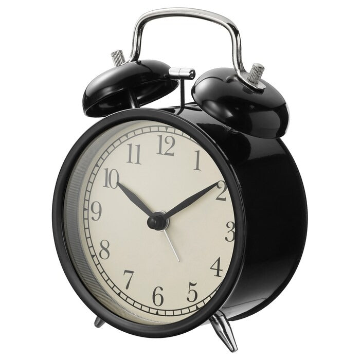 IKEA DEKAD Alarm clock in black color.