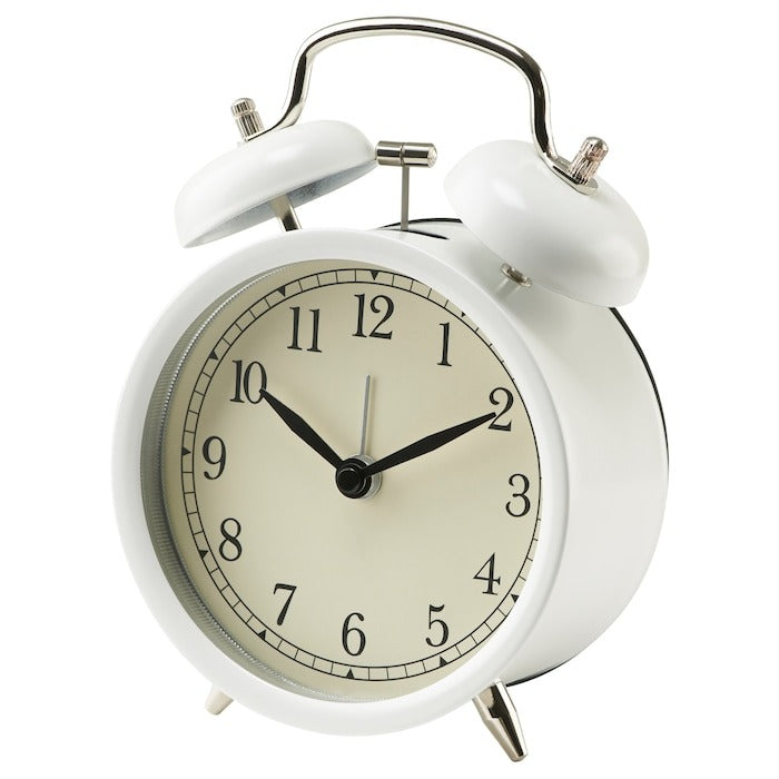 IKEA alarm clock in white color.