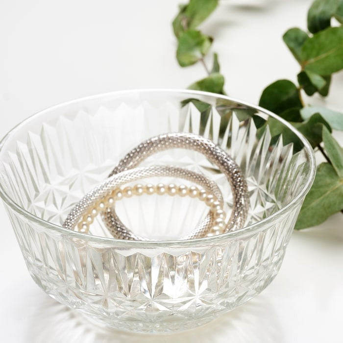 IKEA glass bowl patterned.