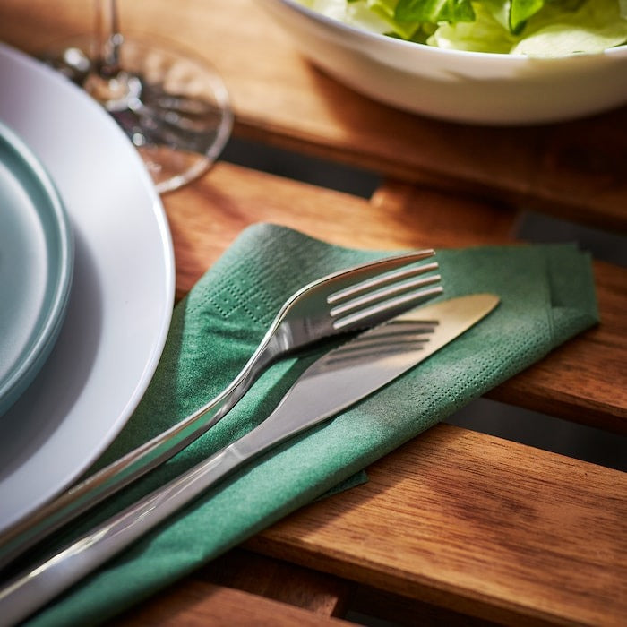 IKEA MOPSIG 16-piece cutlery set in stainless steel.