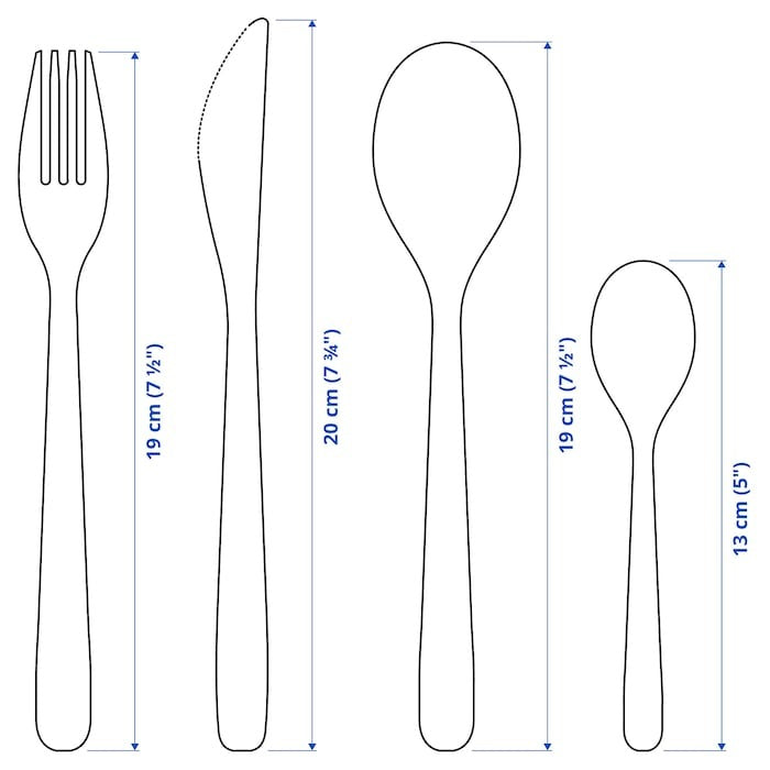 IKEA MOPSIG 16-piece cutlery set in stainless steel.