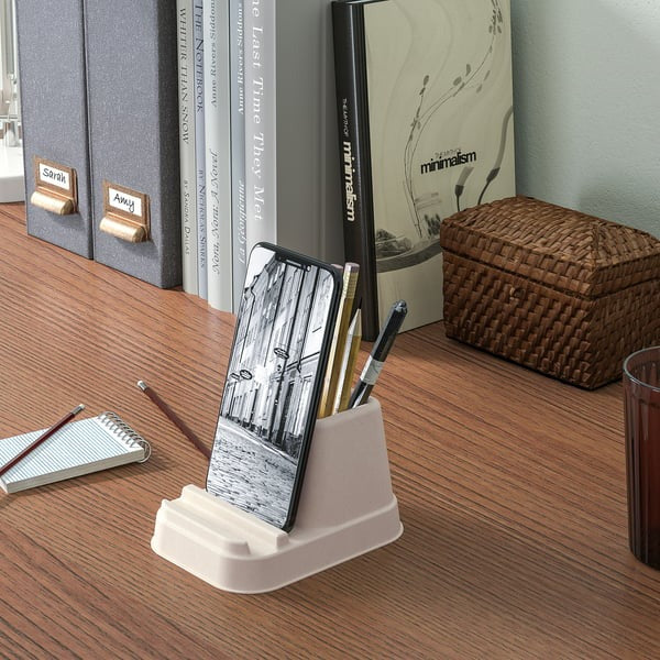 Natural bamboo phone holder hands-free desk stand.