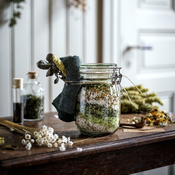IKEA KORKEN jar with lid clear glass 1 l airtight food storage container.