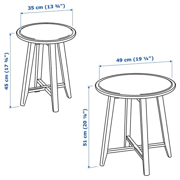 IKEA KRAGSTA nest of tables set of 2 white modern round side coffee tables.