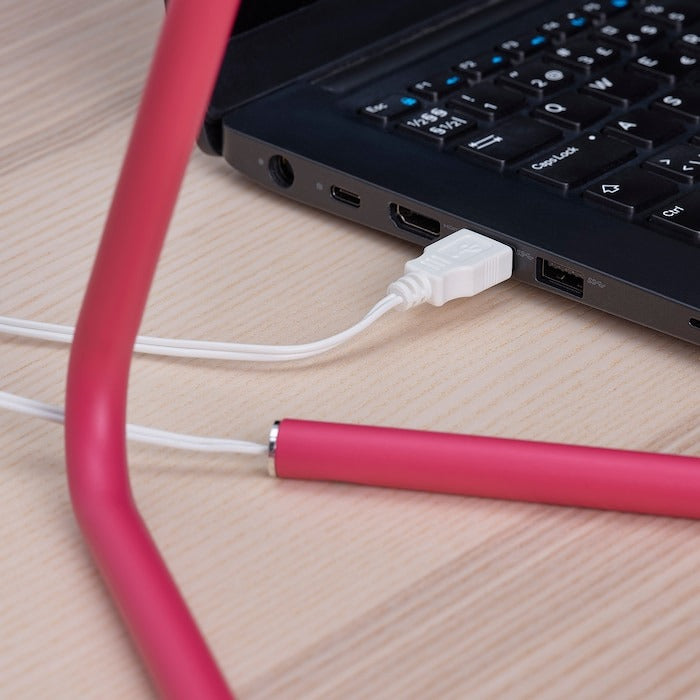 Pink silver LED desk lamp.