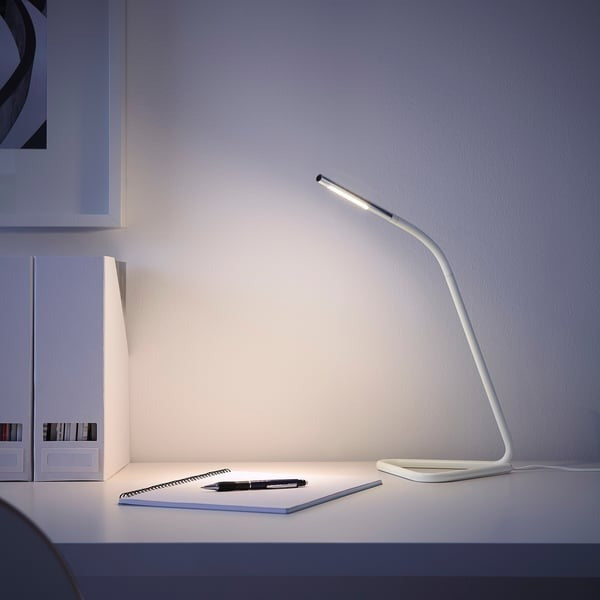 White silver LED desk lamp.