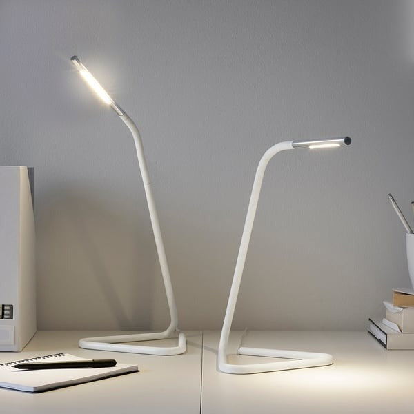 White silver LED desk lamp.