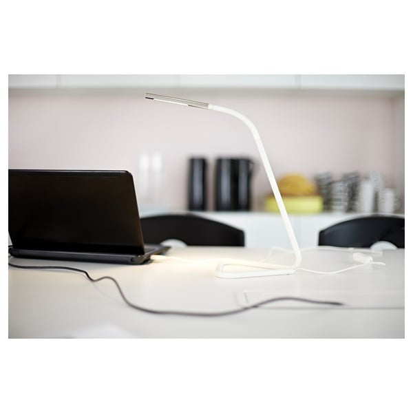White silver LED desk lamp.