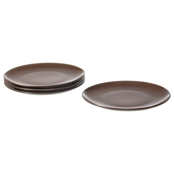 IKEA Plate Glossy Brown Pack of 4 Size 26 cm FARGKLAR.