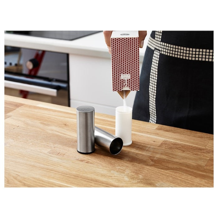 IKEA Salt and Pepper Shaker Set of 2 in Stainless Steel.