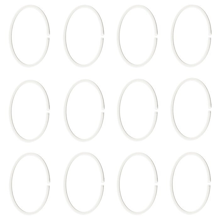 White plastic shower curtain rings pack of 12 bathroom accessories.