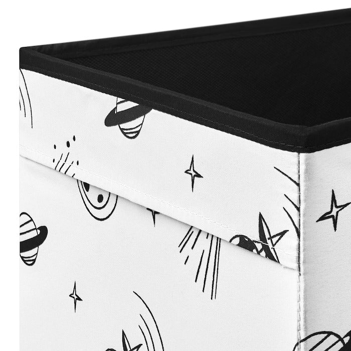 IKEA AFTONSPARV storage box with outer space design in black and white color.
