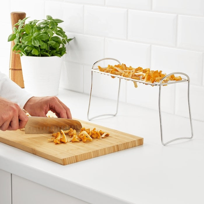 IKEA dish drying shelf in stainless steel.