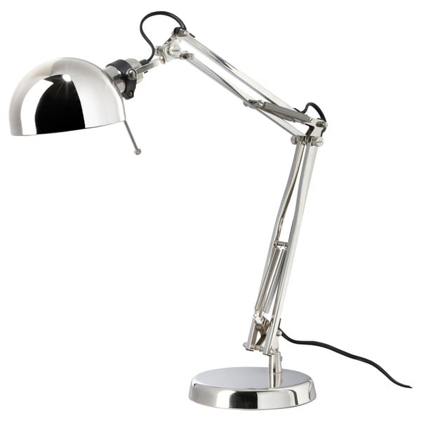 IKEA Work Lamp Silver Color Nickel Plated FORSA.