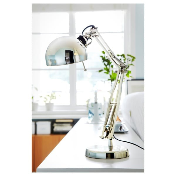 IKEA Work Lamp Silver Color Nickel Plated FORSA.
