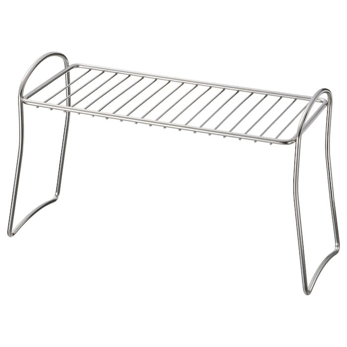 IKEA dish drying shelf in stainless steel.