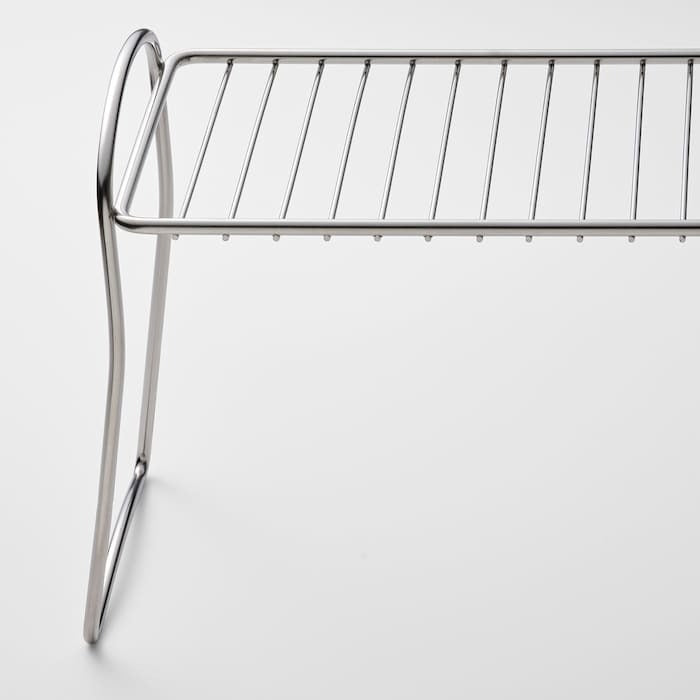 IKEA dish drying shelf in stainless steel.