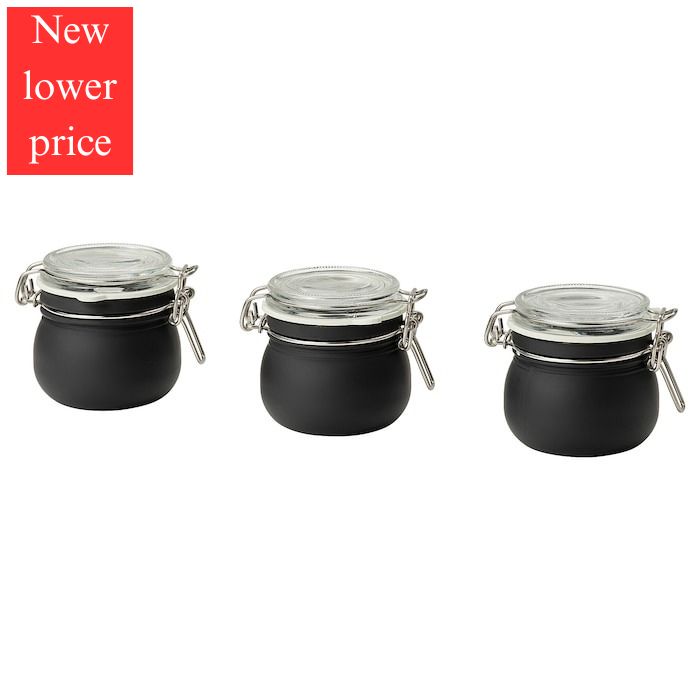 IKEA KORKEN Jar with Lid Clear Glass Pack of 3 Size 13 cl