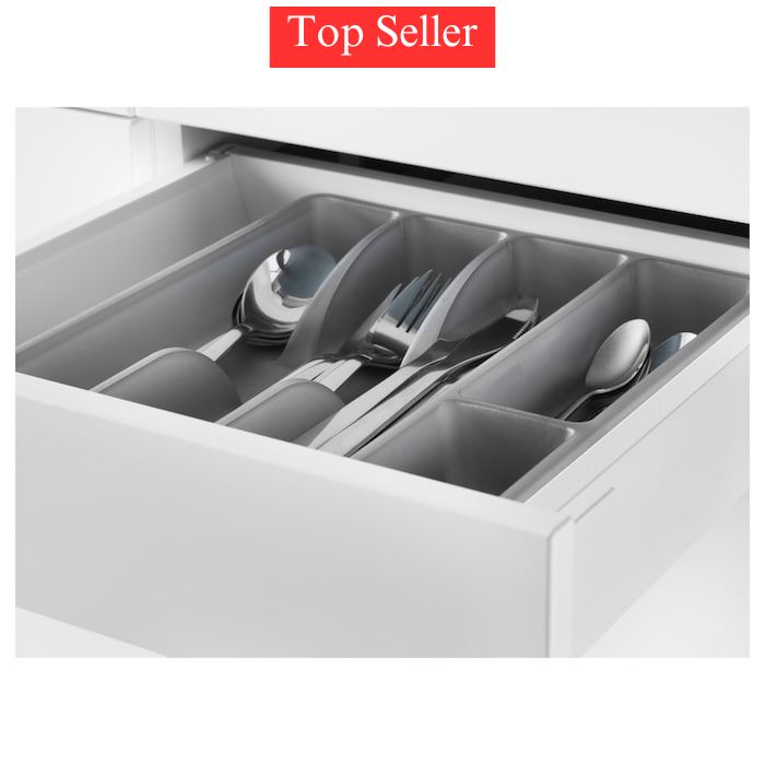 Silverware organiser in a drawer with cutlery.
