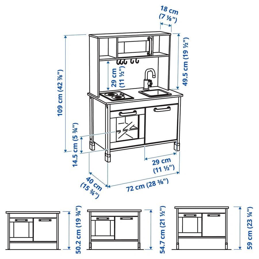 IKEA DUKTIG play kitchen birch dimensions 72x40x109 cm