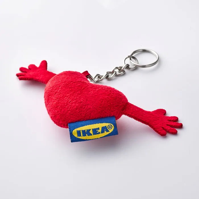 Close-up of IKEA EFTERTRÄDA Red Heart Keychain.