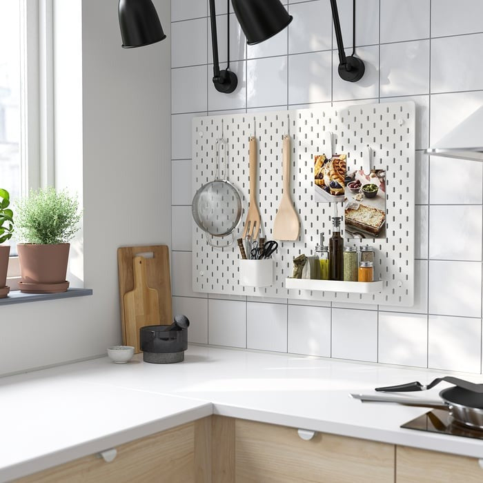 SKÅDIS wall organizer accessories set white 7 pieces IKEA.