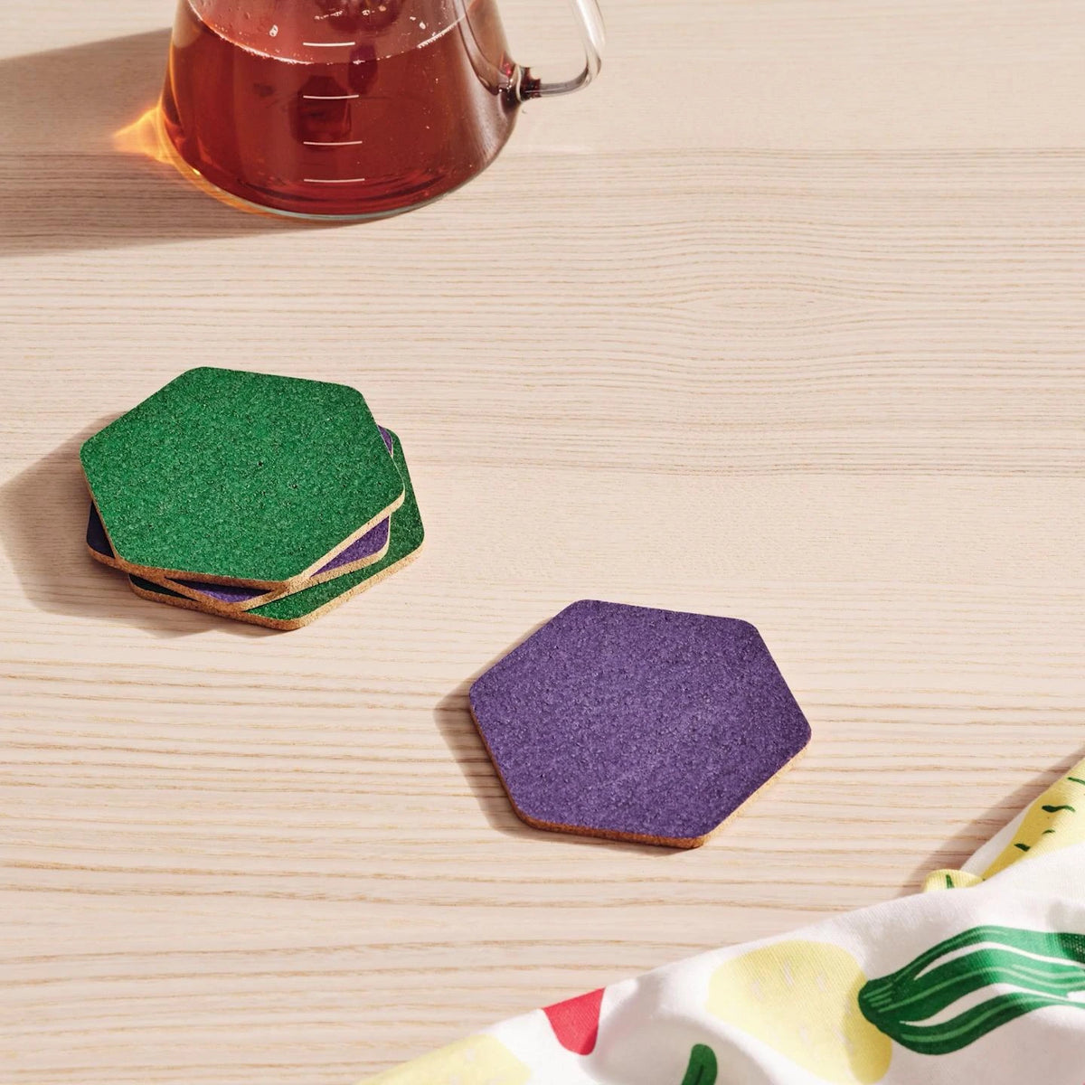 IKEA TABBERAS coasters styled on a coffee table