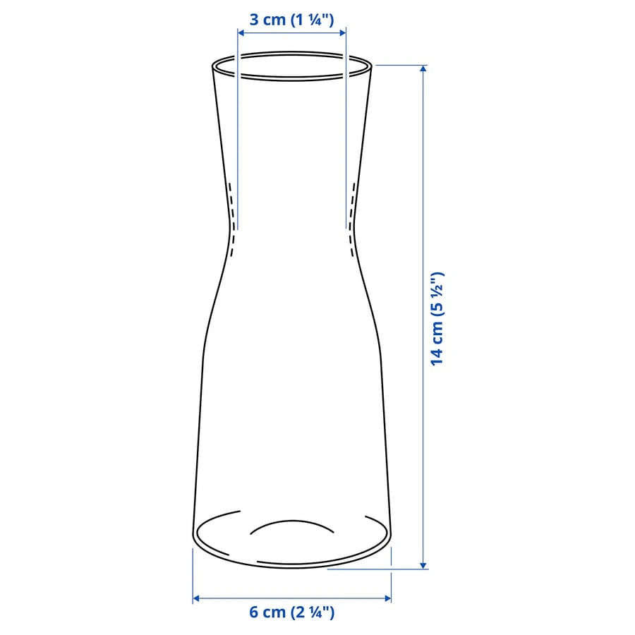 IKEA TIDVATTEN clear glass vase 14 cm dimensions