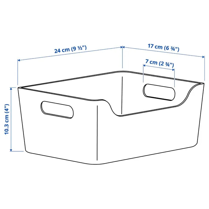IKEA UPPDATERA storage box 24x17 cm with dimensions.