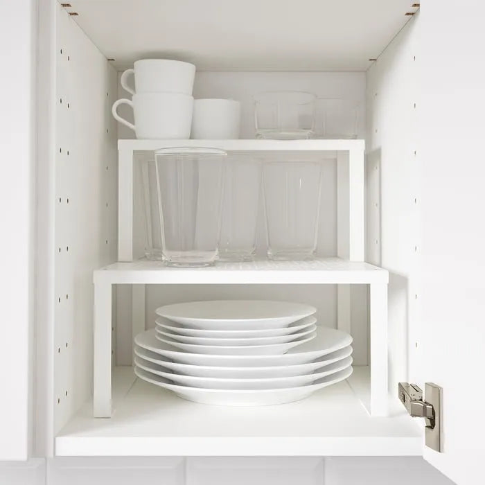 IKEA VARIERA shelf insert used for plates & bowls in kitchen.