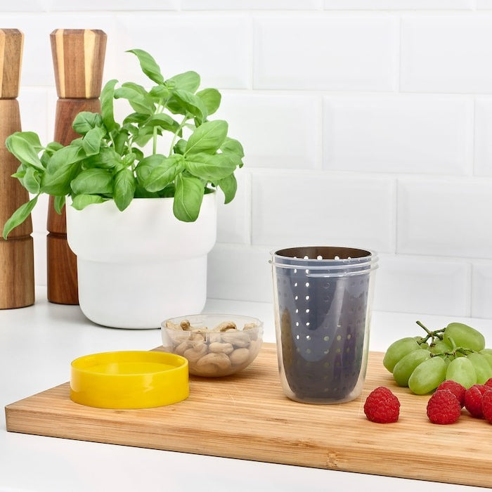 IKEA SPLITTERNY Snack Container in Grey and Yellow Color Size 300 ml.