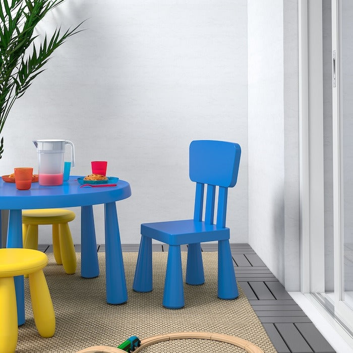 IKEA MAMMUT chair in blue color.