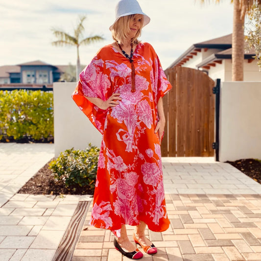 Floral Ruby Red Kaftan