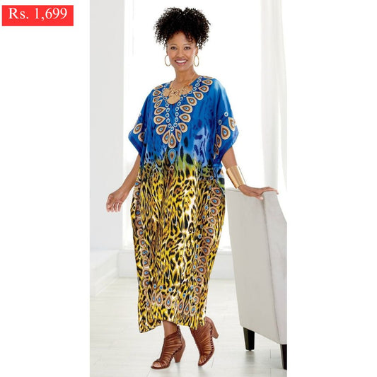 Blue leopard print kaftan.