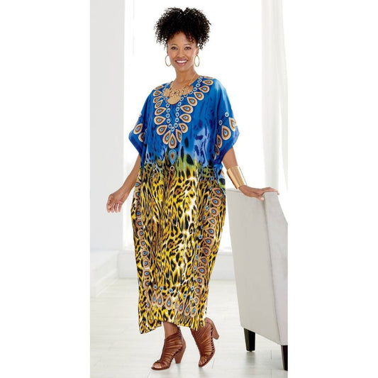 Blue leopard print kaftan.