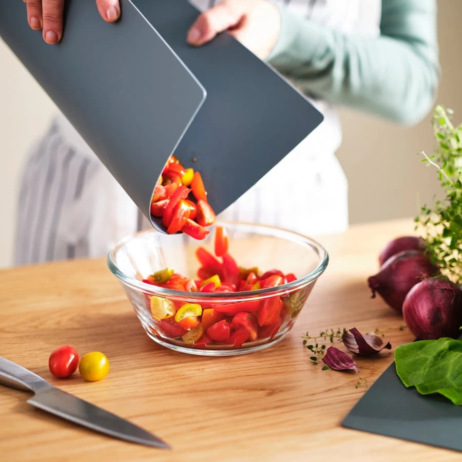 IKEA FINFÖRDELA Bendable chopping board, dark green/grey-turquoise, 28x36 cm