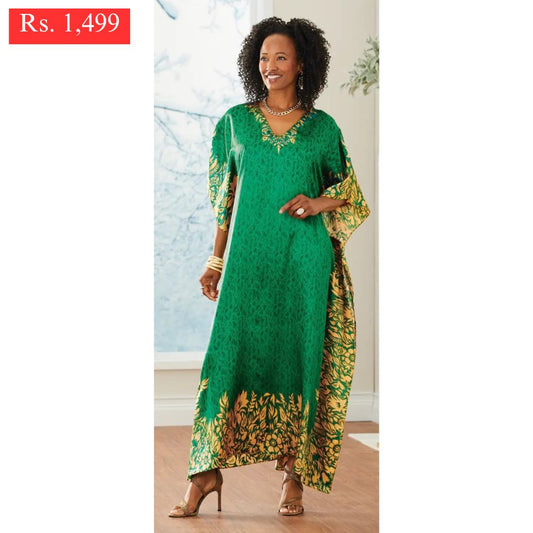 Floral Mon Amour Green Kaftan.