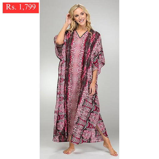 Fuchsia Ruche Kaftan.