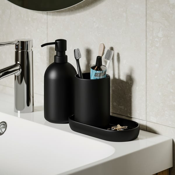 IKEA 3-piece bathroom set in black color.