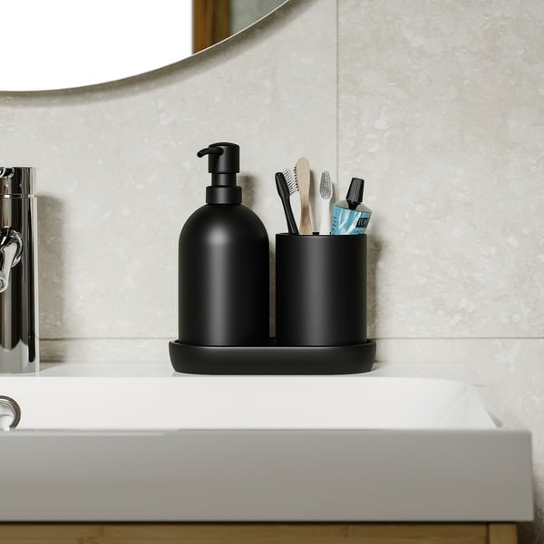 IKEA 3-piece bathroom set in black color.