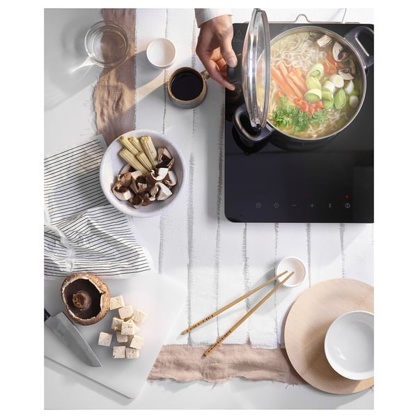 IKEA ANNONS 5 piece cookware set material is glass and stainless steel.