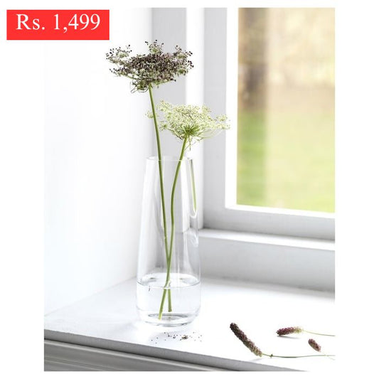 IKEA BERAKNA vase in clear class height is 15 cm.