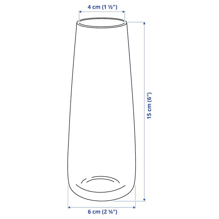 IKEA BERAKNA vase in clear class height is 15 cm.