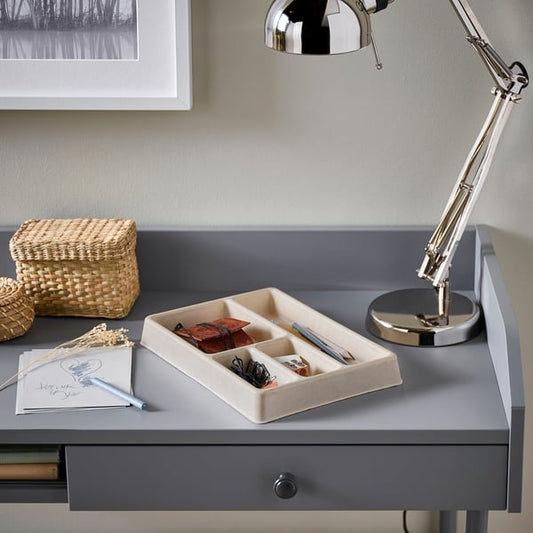 Natural bamboo cable organiser for drawer size is 29x21 cm.