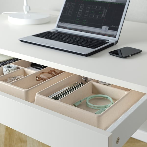 Natural bamboo cable organiser for drawer size is 29x21 cm.