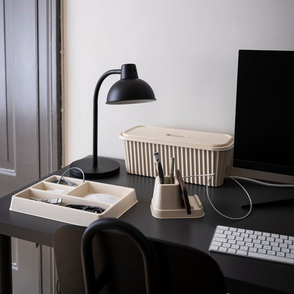 Natural bamboo cable organiser for drawer size is 29x21 cm.