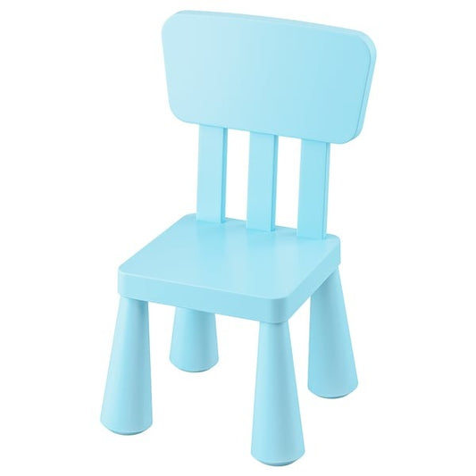 IKEA MAMMUT children's chair in light blue color.